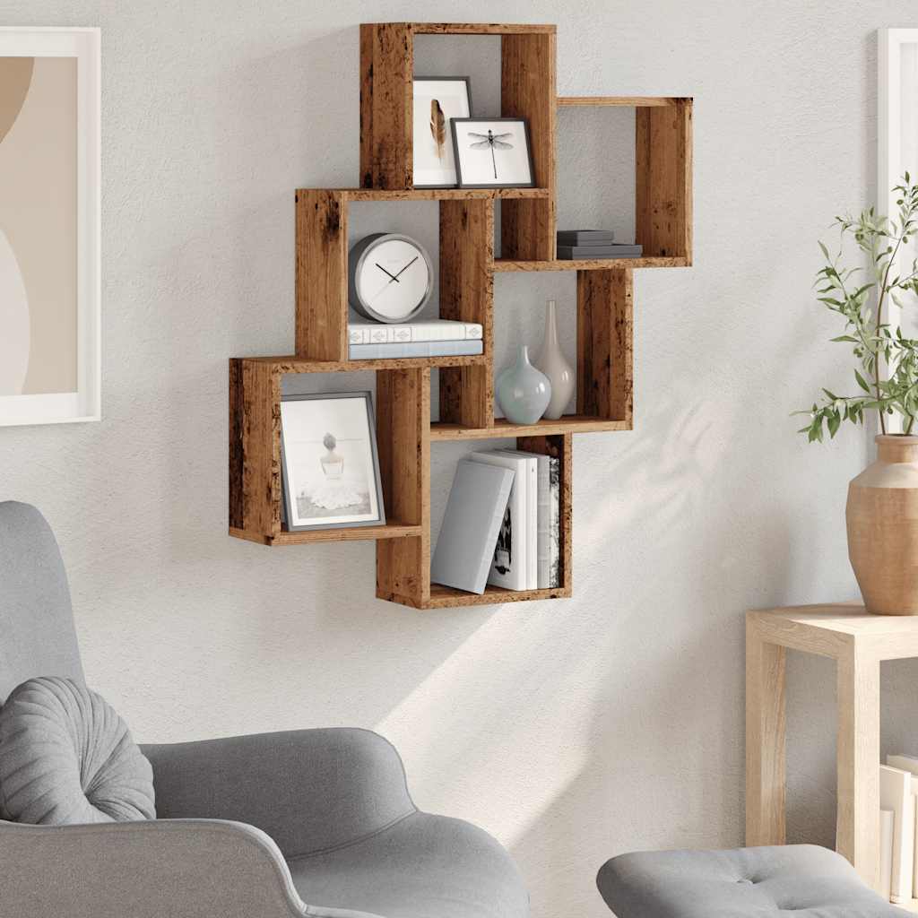 Étagère murale sous forme de cube vieux bois 78x15x93 cm - XIOS