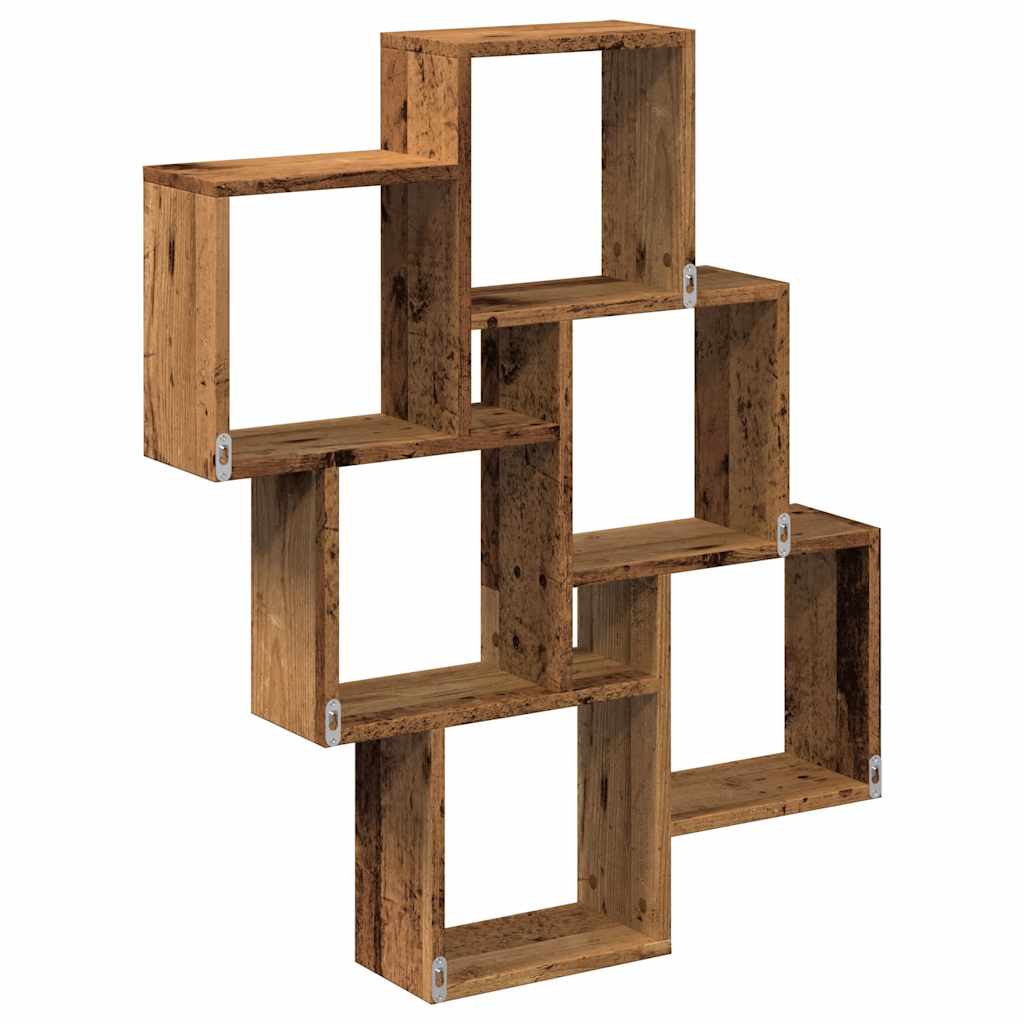 Étagère murale sous forme de cube vieux bois 78x15x93 cm - XIOS