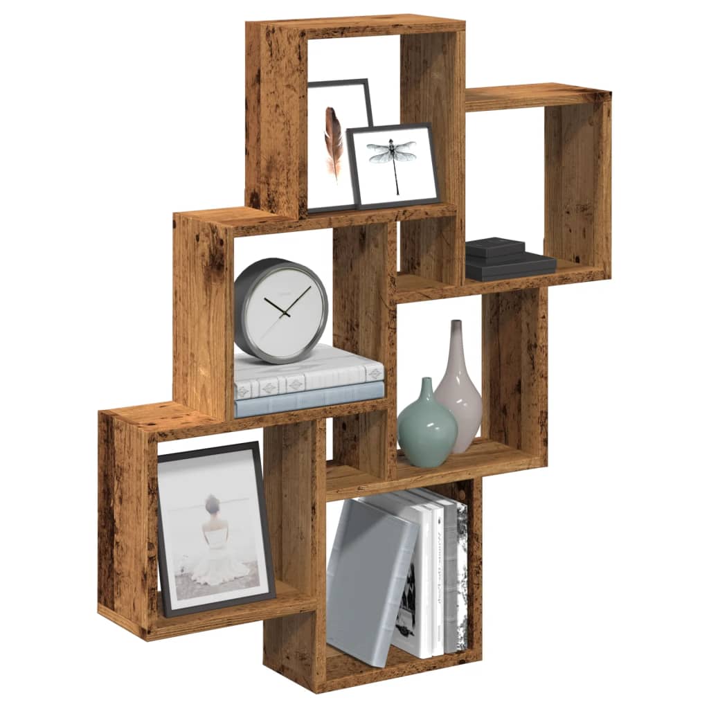 Étagère murale sous forme de cube vieux bois 78x15x93 cm - XIOS