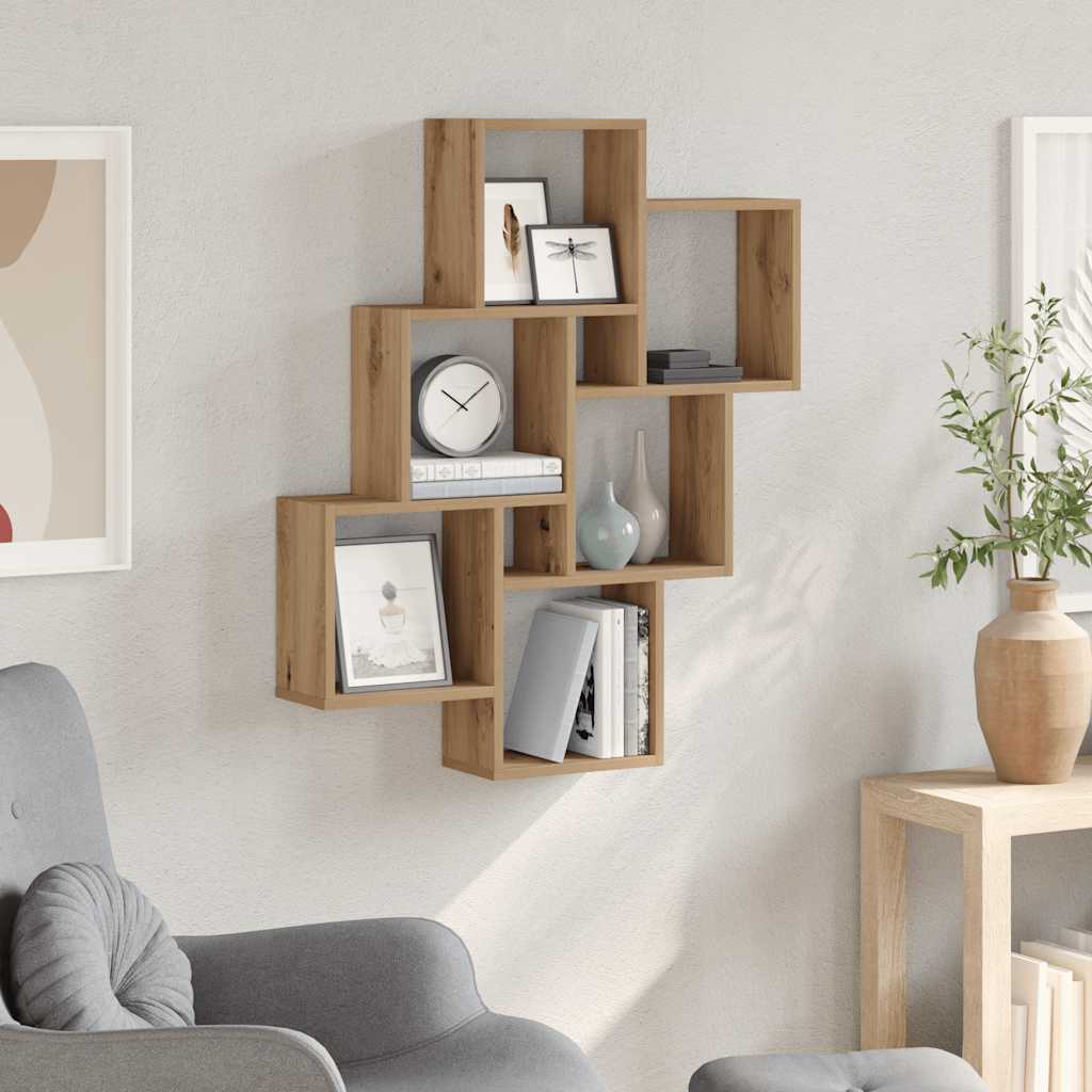 Étagère murale sous forme de cube chêne artisanal 78x15x93 cm - XIOS
