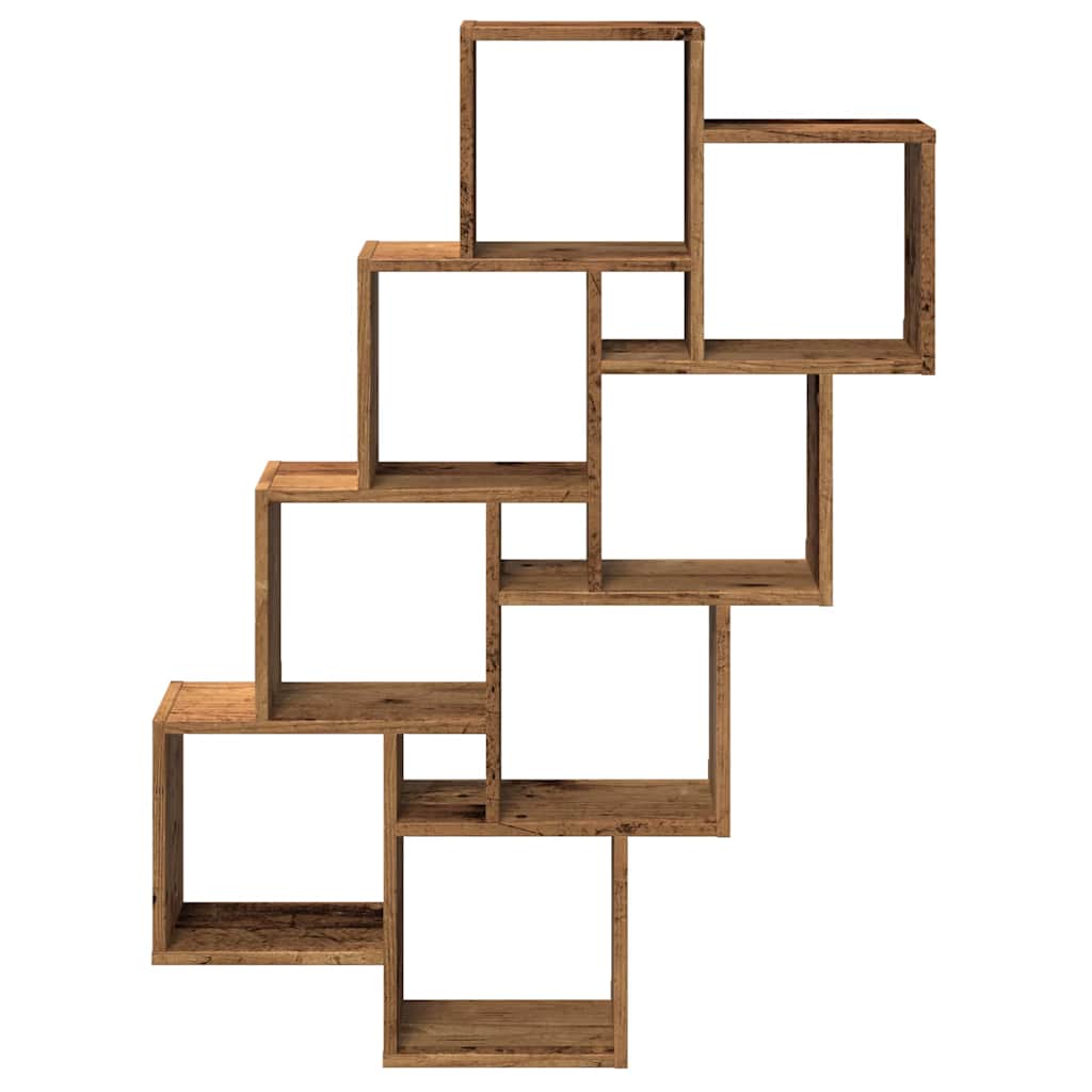 Étagère murale en forme de cube vieux bois 90x15x119,5 cm - XIOS