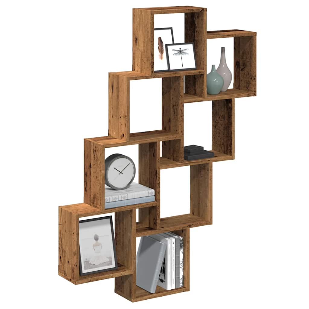 Étagère murale en forme de cube vieux bois 90x15x119,5 cm - XIOS