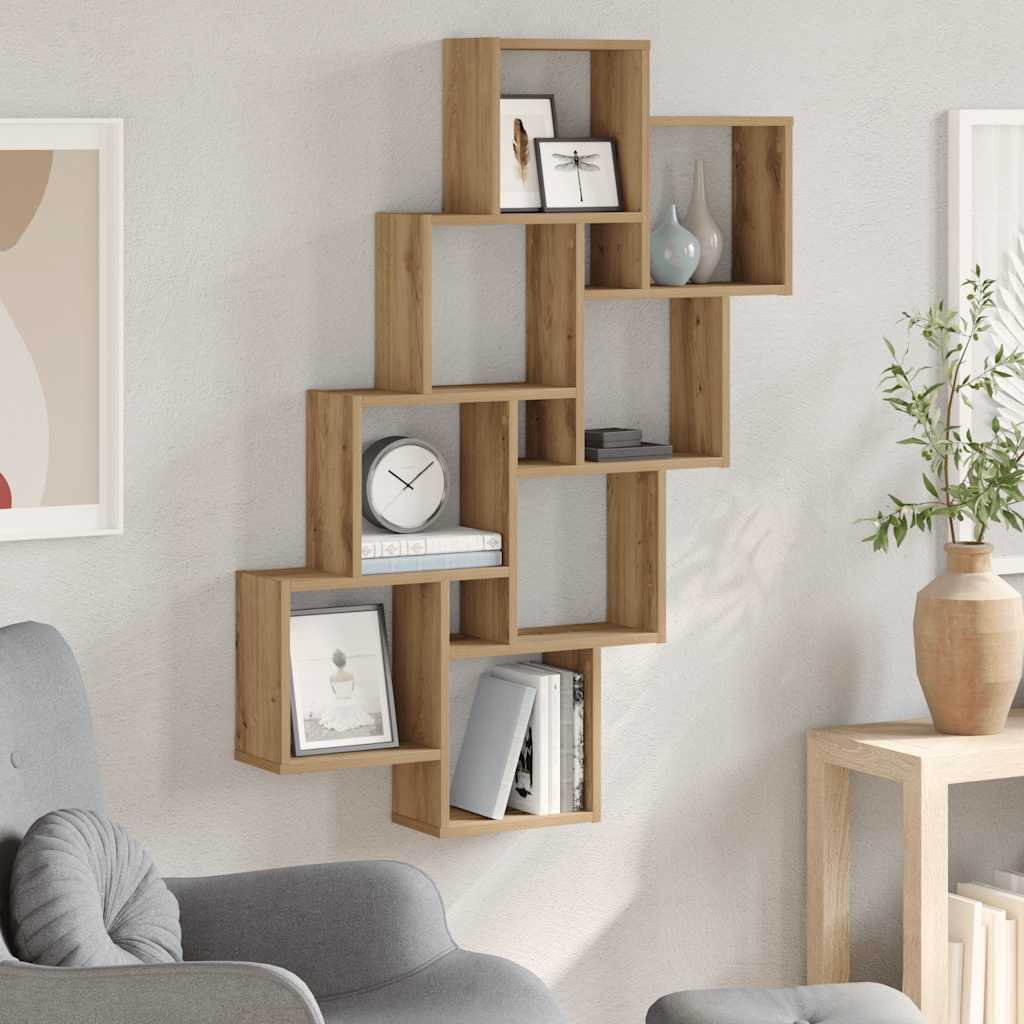 Étagère murale en forme de cube chêne artisanal 90x15x119,5 cm - XIOS