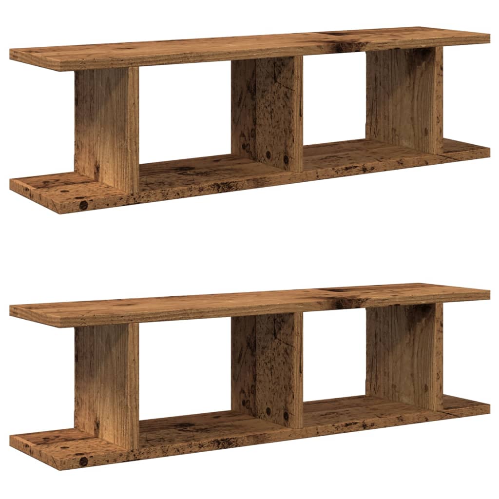Étagères murales 2 pcs vieux bois 75x18x20 cm bois d'ingénierie - XIOS