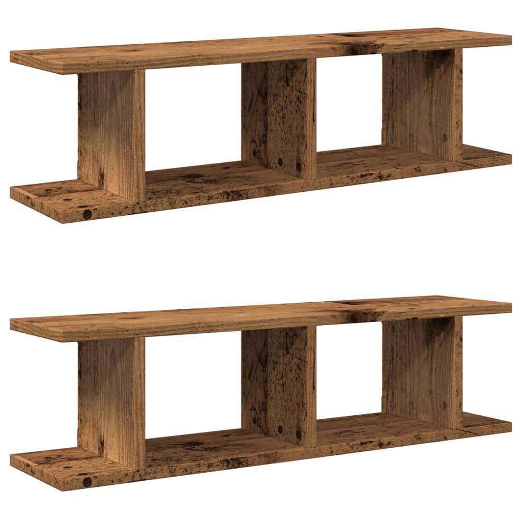 Étagères murales 2 pcs vieux bois 90x18x20 cm bois d'ingénierie - XIOS
