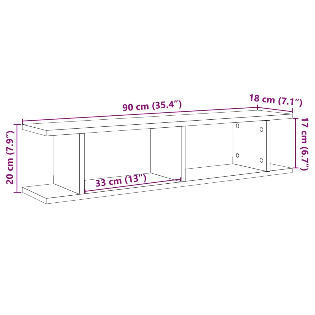 Étagères murales 2 pcs vieux bois 90x18x20 cm bois d'ingénierie - XIOS