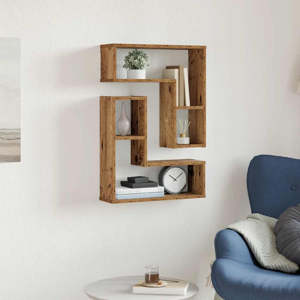 Étagères cube murales 2 pcs vieux bois 50x15x50 cm - XIOS