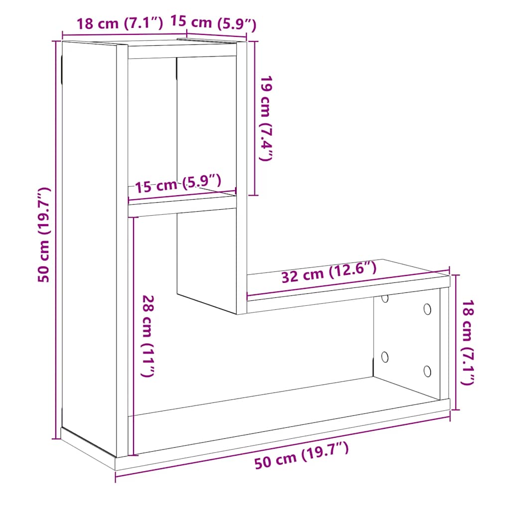 Étagères cube murales 2 pcs chêne artisanal bois d'ingénierie - XIOS