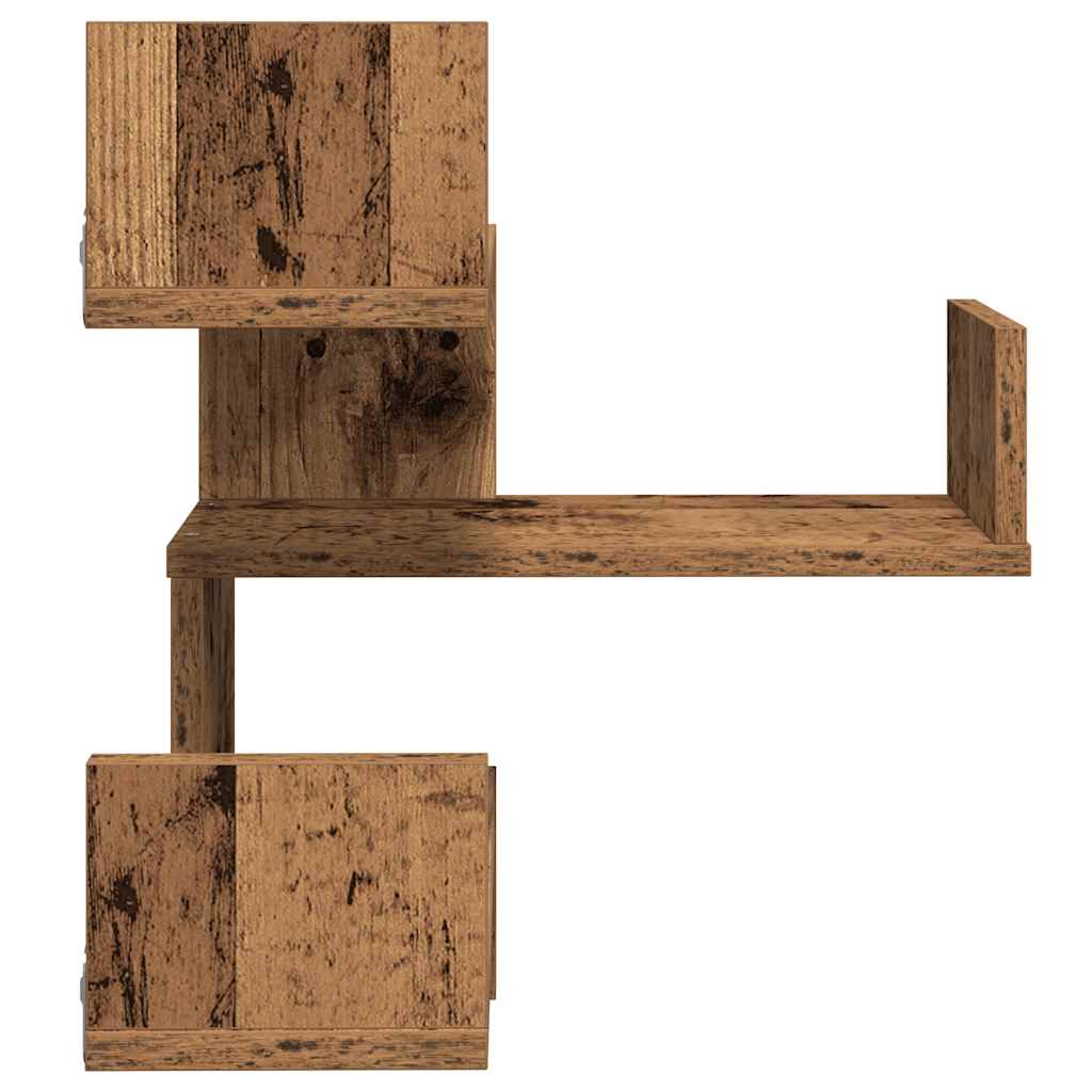Étagère d'angle murale vieux bois 40x40x49,5 cm bois ingénierie - XIOS