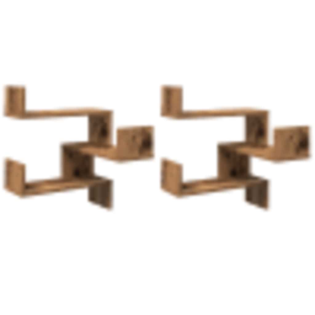 Étagères d'angle murales 2 pcs vieux bois 40x40x49,5 cm - XIOS