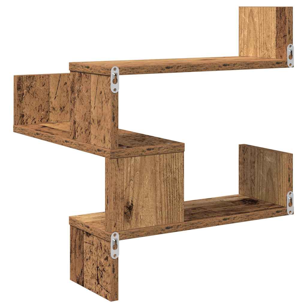 Étagères d'angle murales 2 pcs vieux bois 40x40x49,5 cm - XIOS