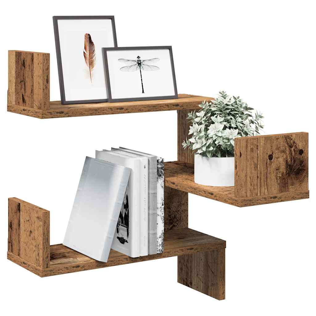 Étagères d'angle murales 2 pcs vieux bois 40x40x49,5 cm - XIOS