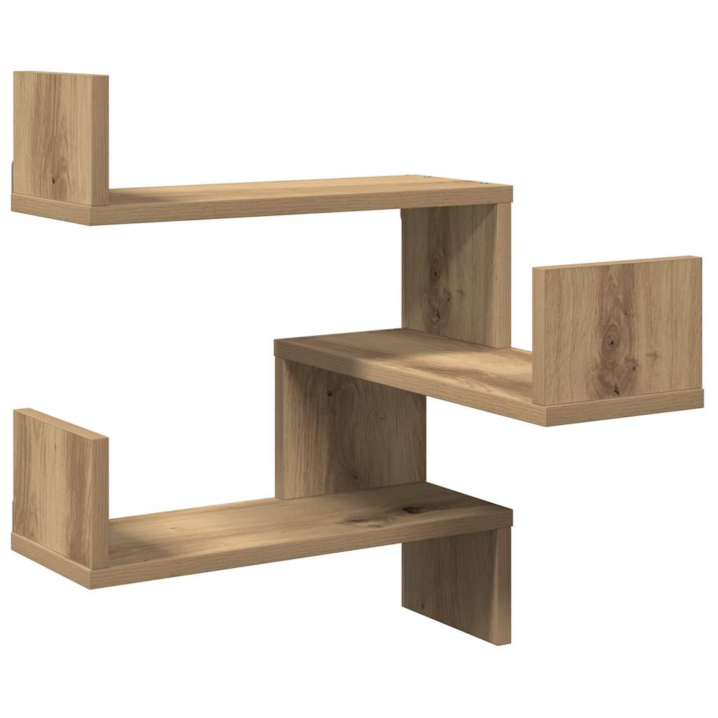 Étagère d'angle murale chêne artisanal 40x40x49,5 cm - XIOS