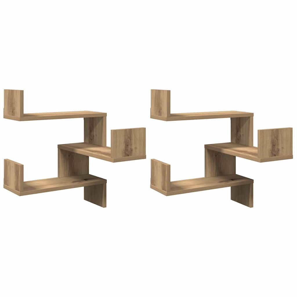 Étagères d'angle murales 2 pcs chêne artisanal 40x40x49,5 cm - XIOS