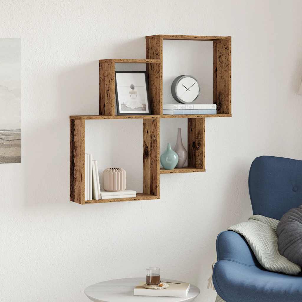 Étagère murale vieux bois 80x15x78,5 cm bois d'ingénierie - XIOS