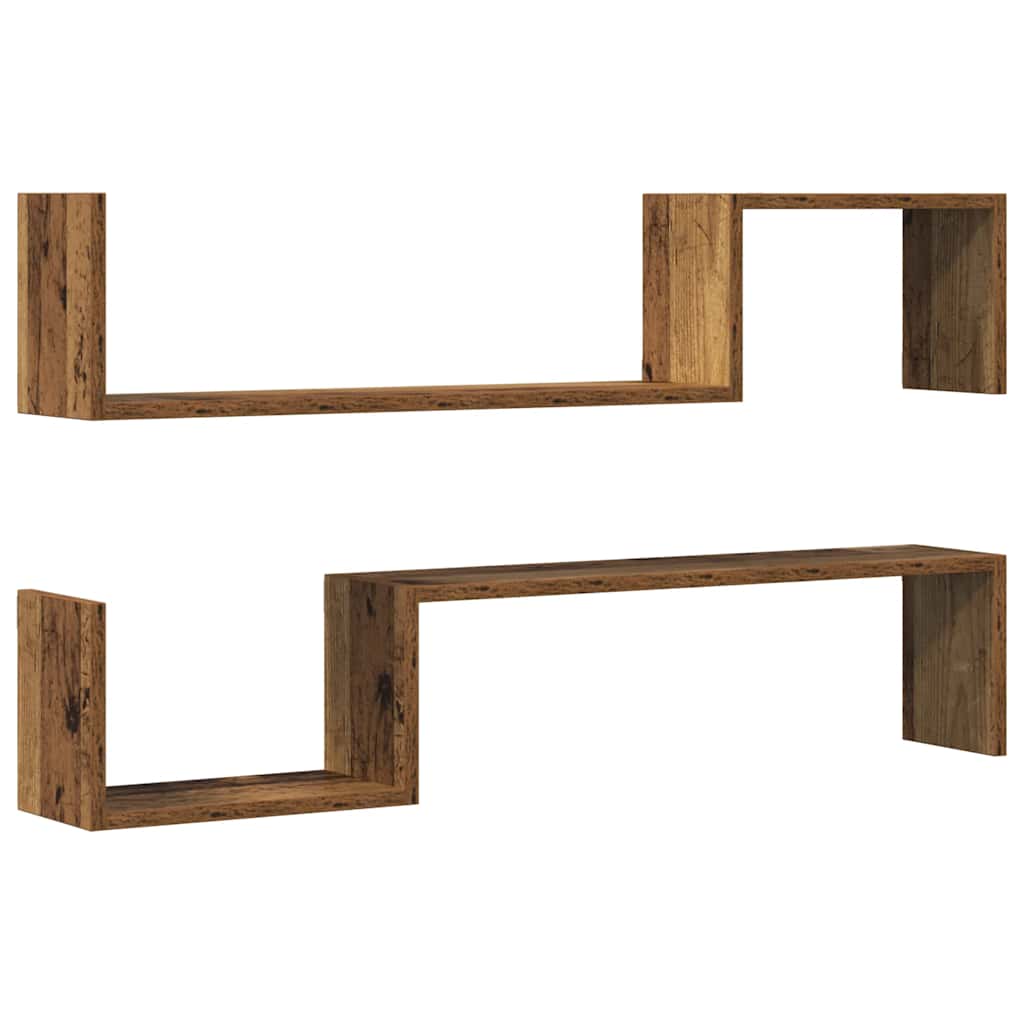 Étagères murales 2 pcs vieux bois 100x15x20cm bois d'ingénierie - XIOS