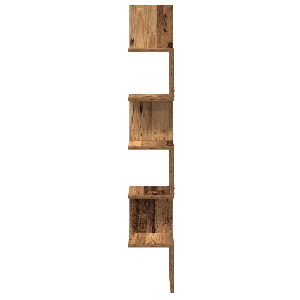 Étagère d'angle murale vieux bois 20x20x127,5 cm - XIOS