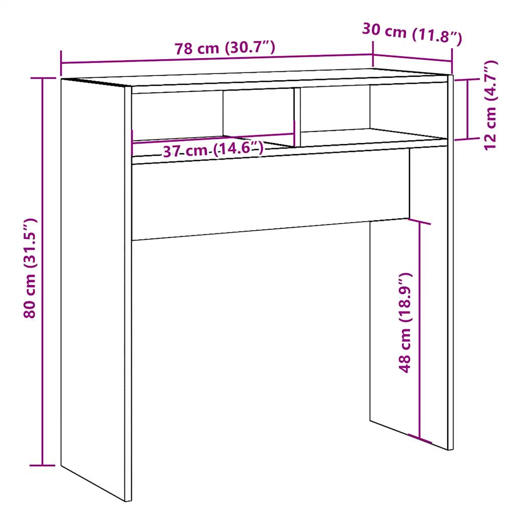 Table console vieux bois 78x30x80 cm bois d'ingénierie - XIOS