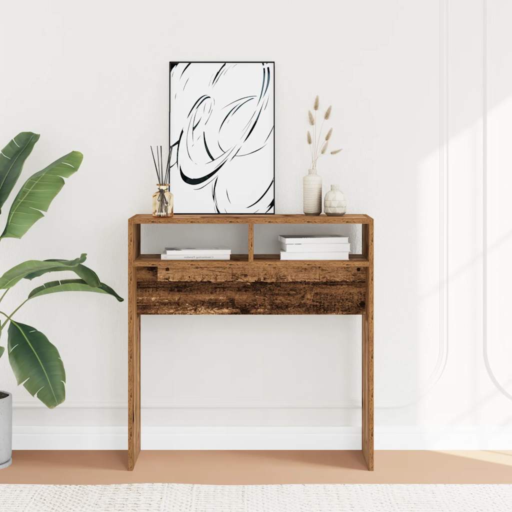 Table console vieux bois 78x30x80 cm bois d'ingénierie - XIOS