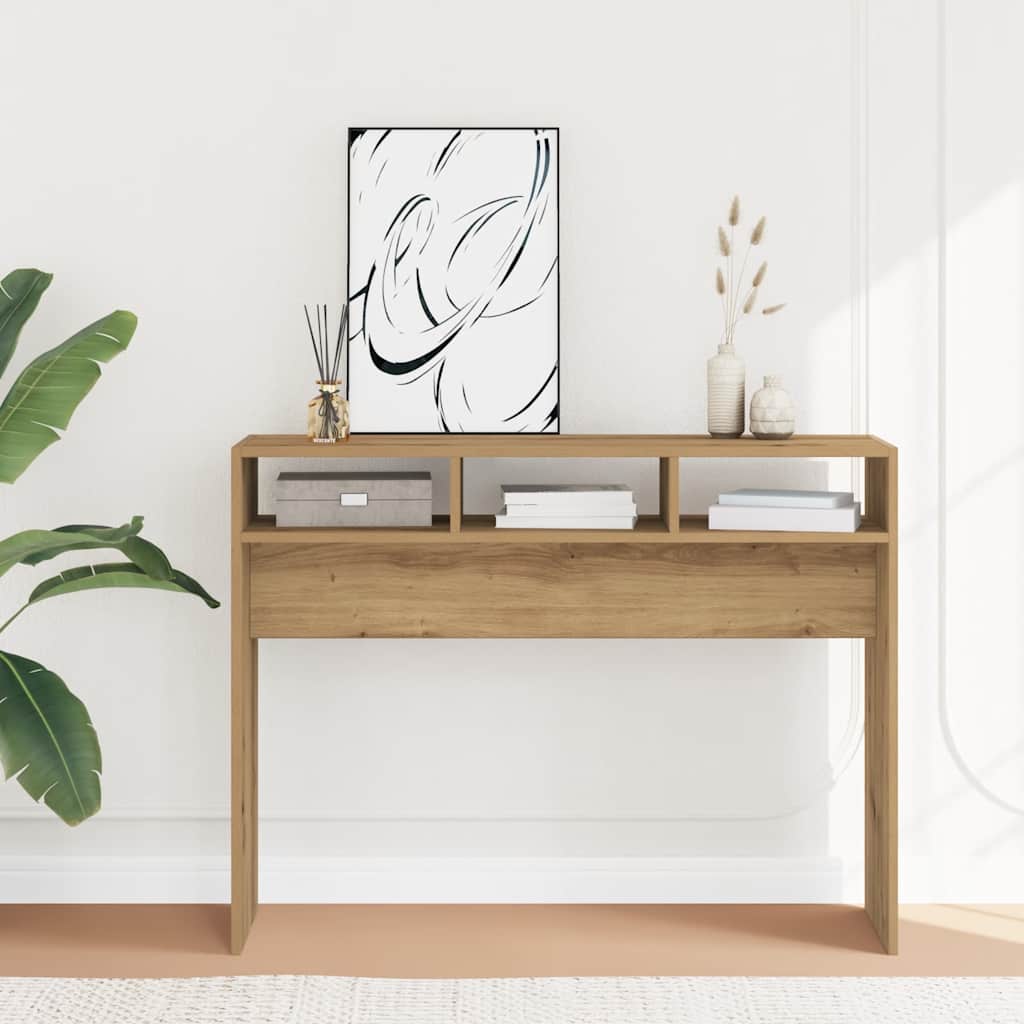 Table console chêne artisanal 105x30x80 cm bois d'ingénierie - XIOS