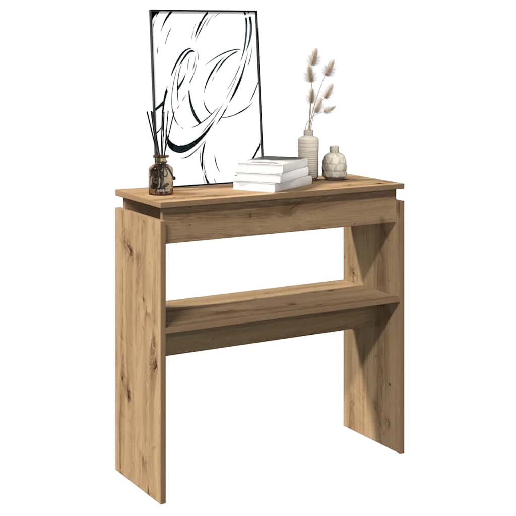 Table console chêne artisanal 80x30x80 cm bois d'ingénierie - XIOS