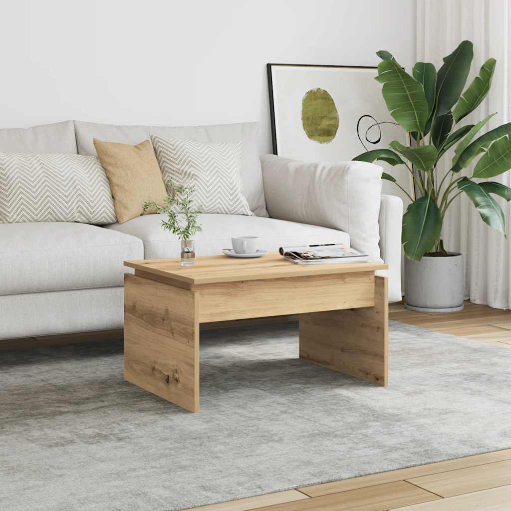 Table basse chêne artisanal 68x50x38 cm bois d'ingénierie - XIOS