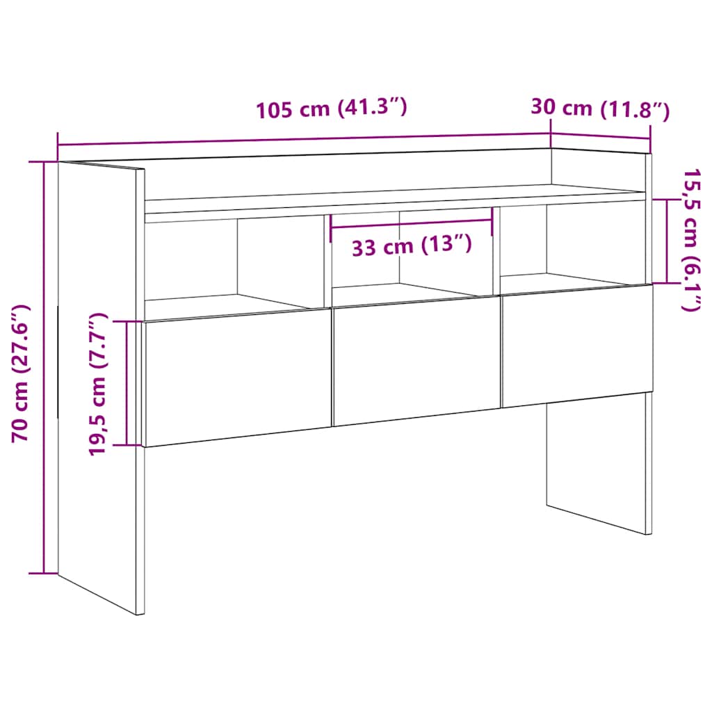 Buffet chêne artisanal 105x30x70 cm bois d'ingénierie - XIOS