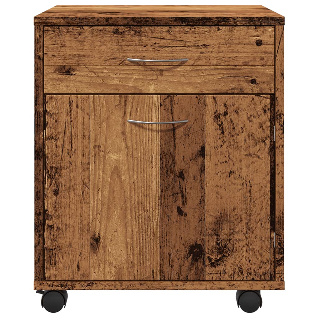 Armoire à roulettes vieux bois 45x38x54 cm bois d'ingénierie