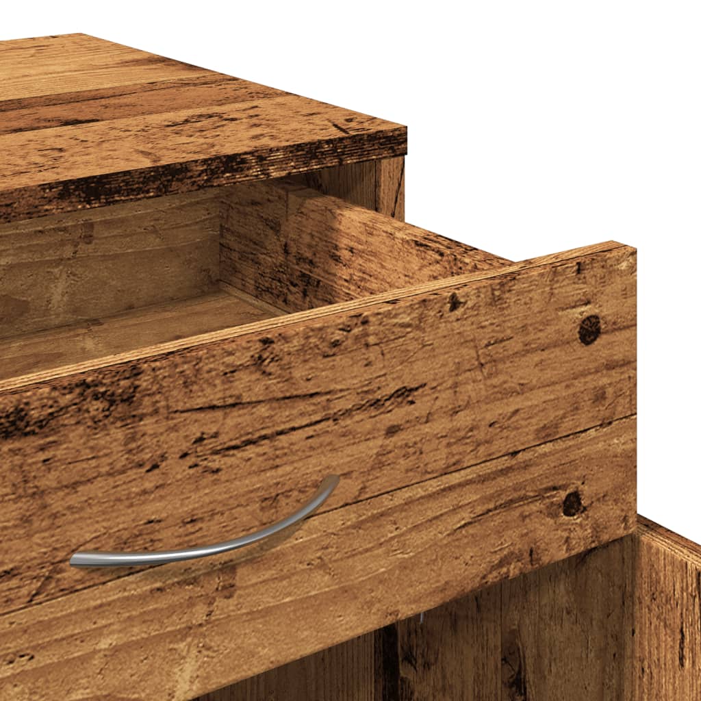 Armoire à roulettes vieux bois 45x38x54 cm bois d'ingénierie