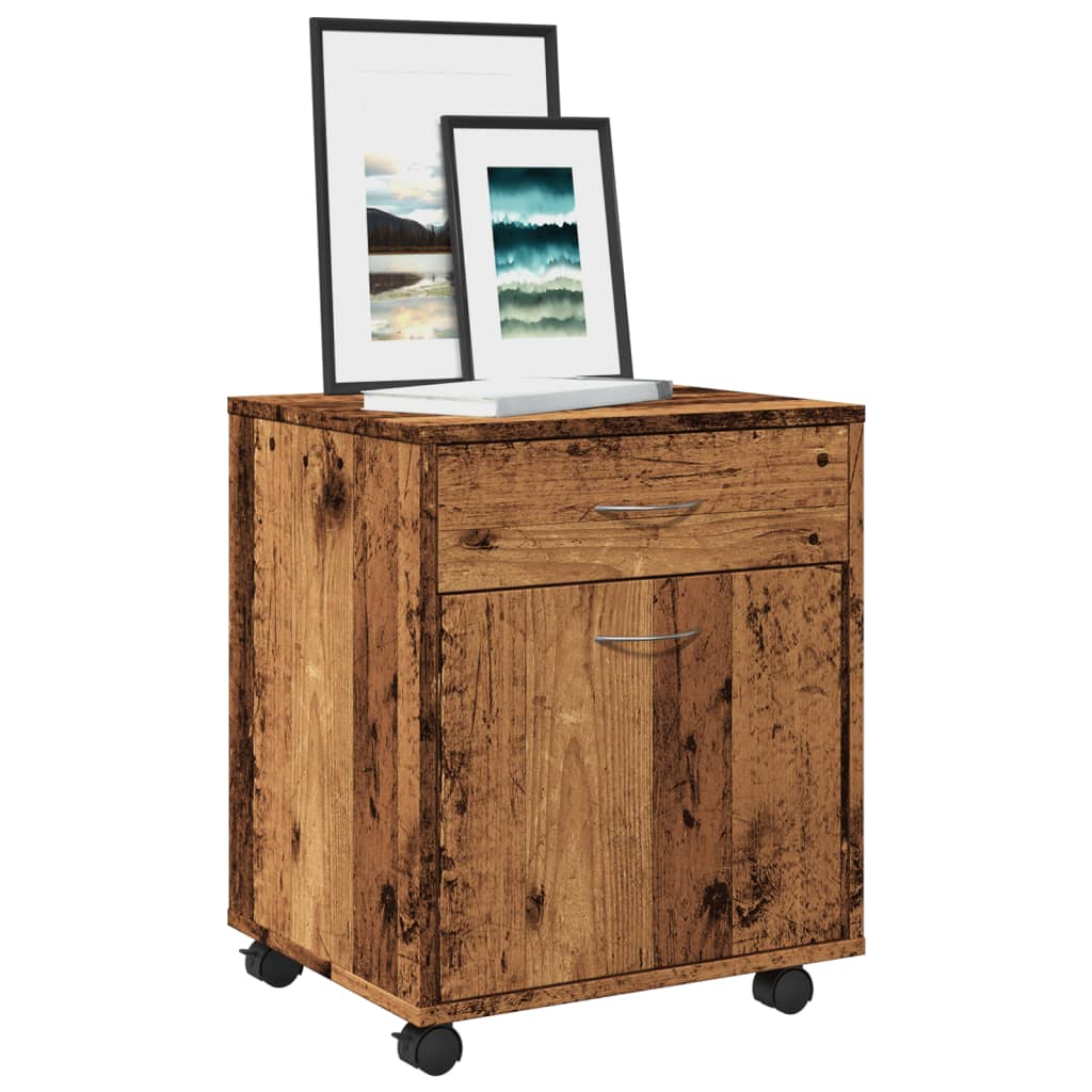 Armoire à roulettes vieux bois 45x38x54 cm bois d'ingénierie