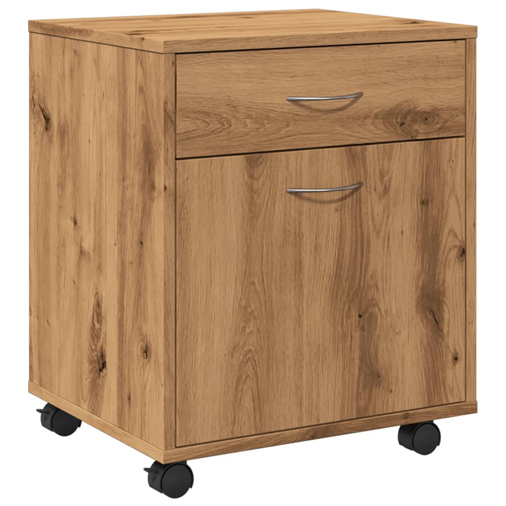 Armoire roulante chêne artisanal 45x38x54 cm bois d'ingénierie