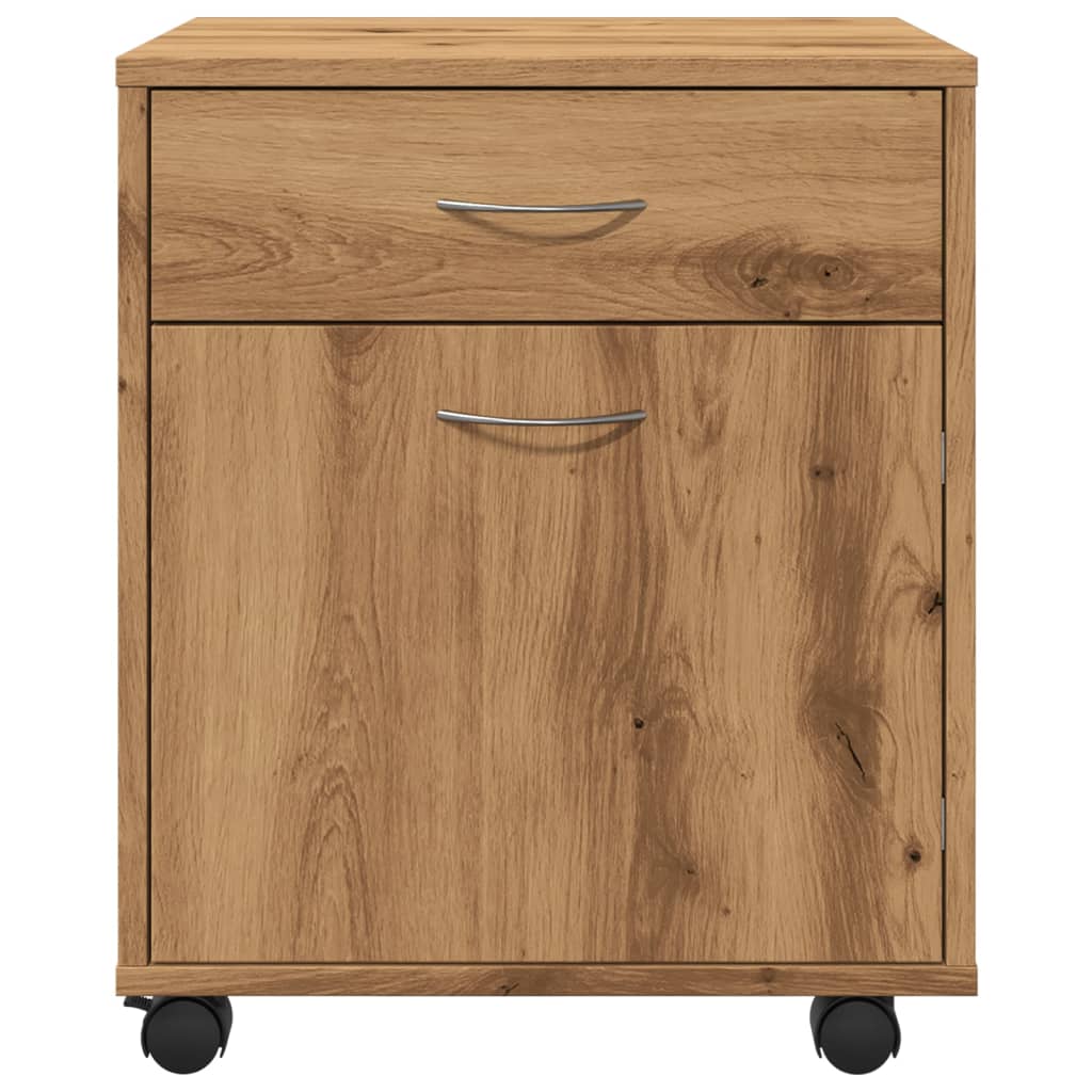 Armoire roulante chêne artisanal 45x38x54 cm bois d'ingénierie