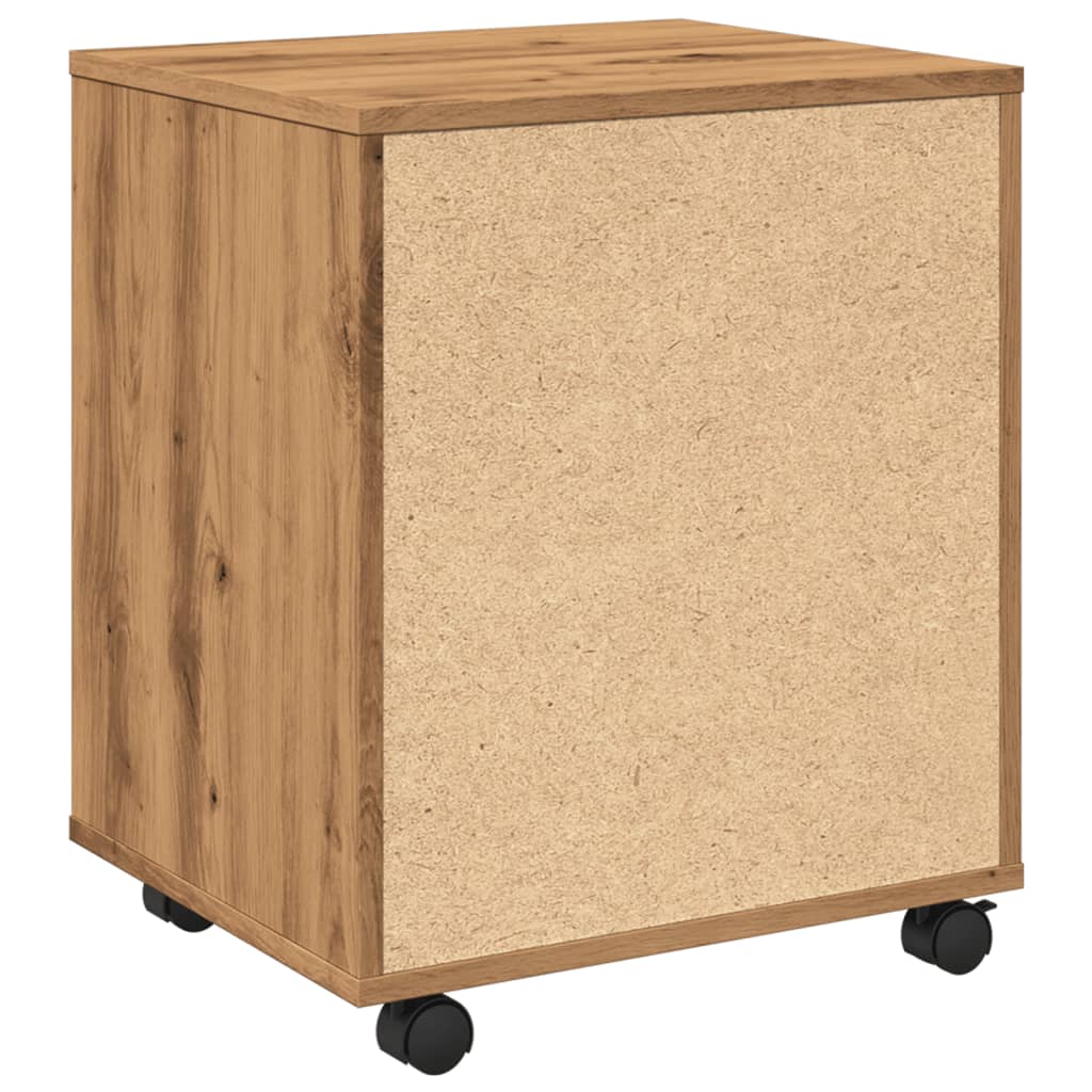 Armoire roulante chêne artisanal 45x38x54 cm bois d'ingénierie
