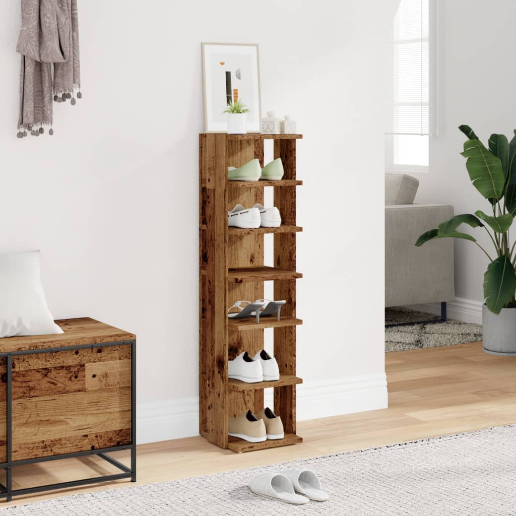 Armoire à chaussures vieux bois 28x27x102 cm bois d'ingénierie - XIOS