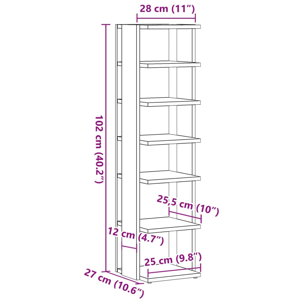 Armoire à chaussures vieux bois 28x27x102 cm bois d'ingénierie - XIOS