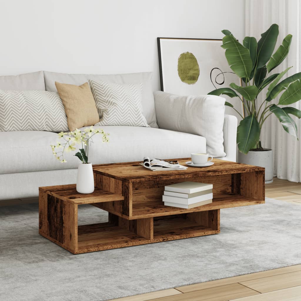 Table basse vieux bois 105x55x32 cm bois d'ingénierie - XIOS