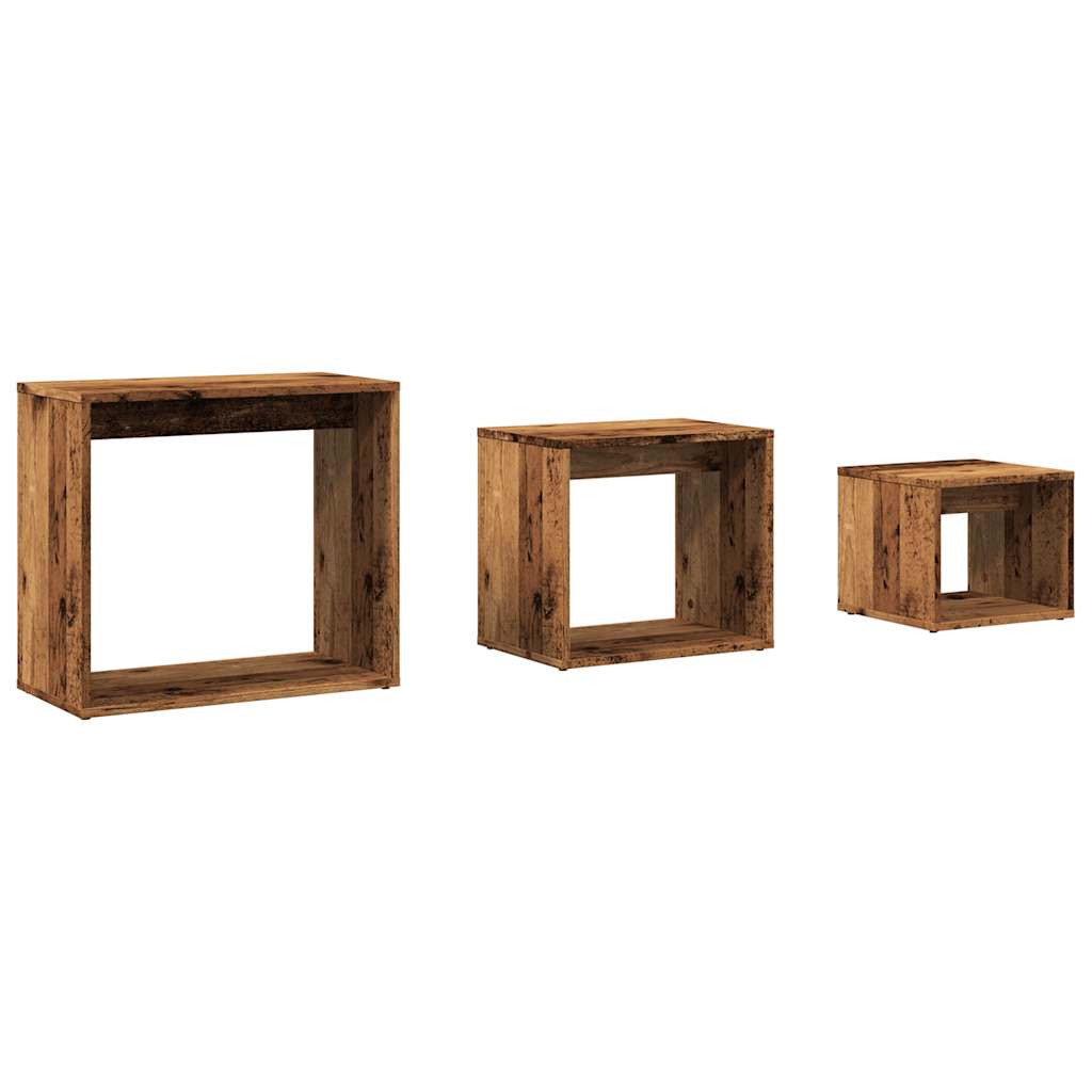 Tables gigognes 3 pcs vieux bois bois d'ingénierie - XIOS