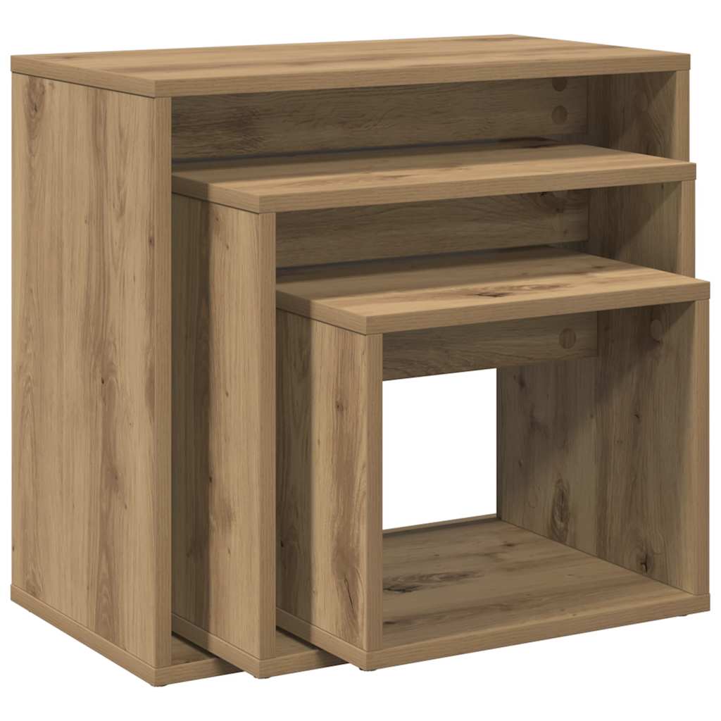 Tables gigognes 3 pcs chêne artisanal bois d'ingénierie - XIOS