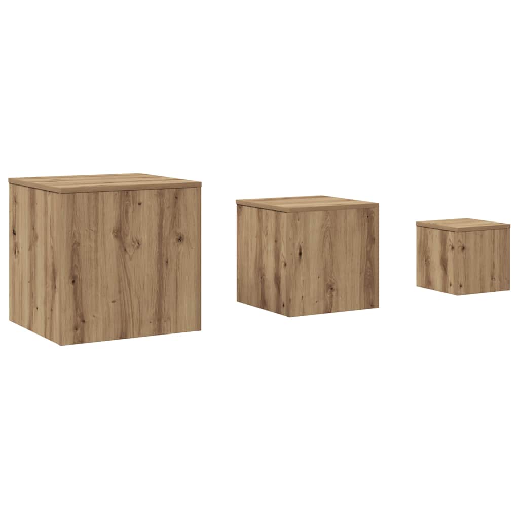 Tables d'appoint 3 pcs vieux bois bois d'ingénierie - XIOS