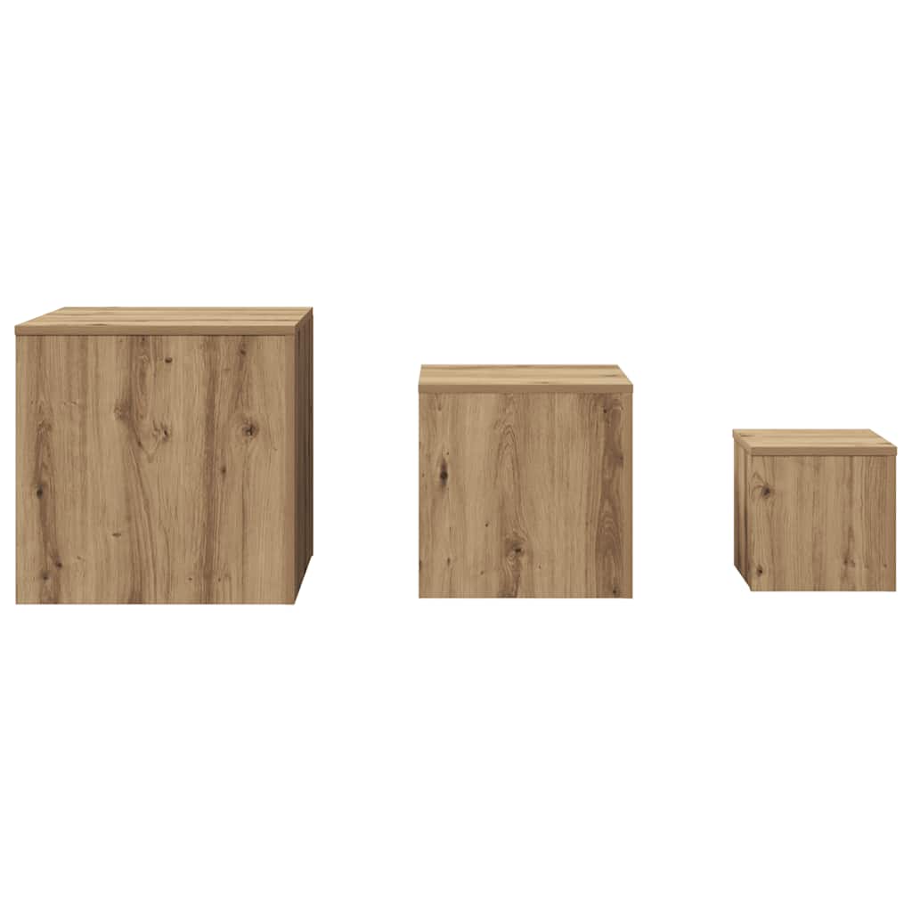 Tables d'appoint 3 pcs vieux bois bois d'ingénierie - XIOS