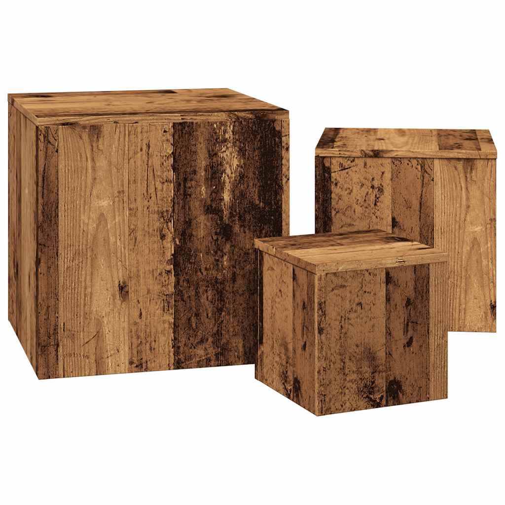 Tables d'appoint 3 pcs vieux bois bois d'ingénierie - XIOS