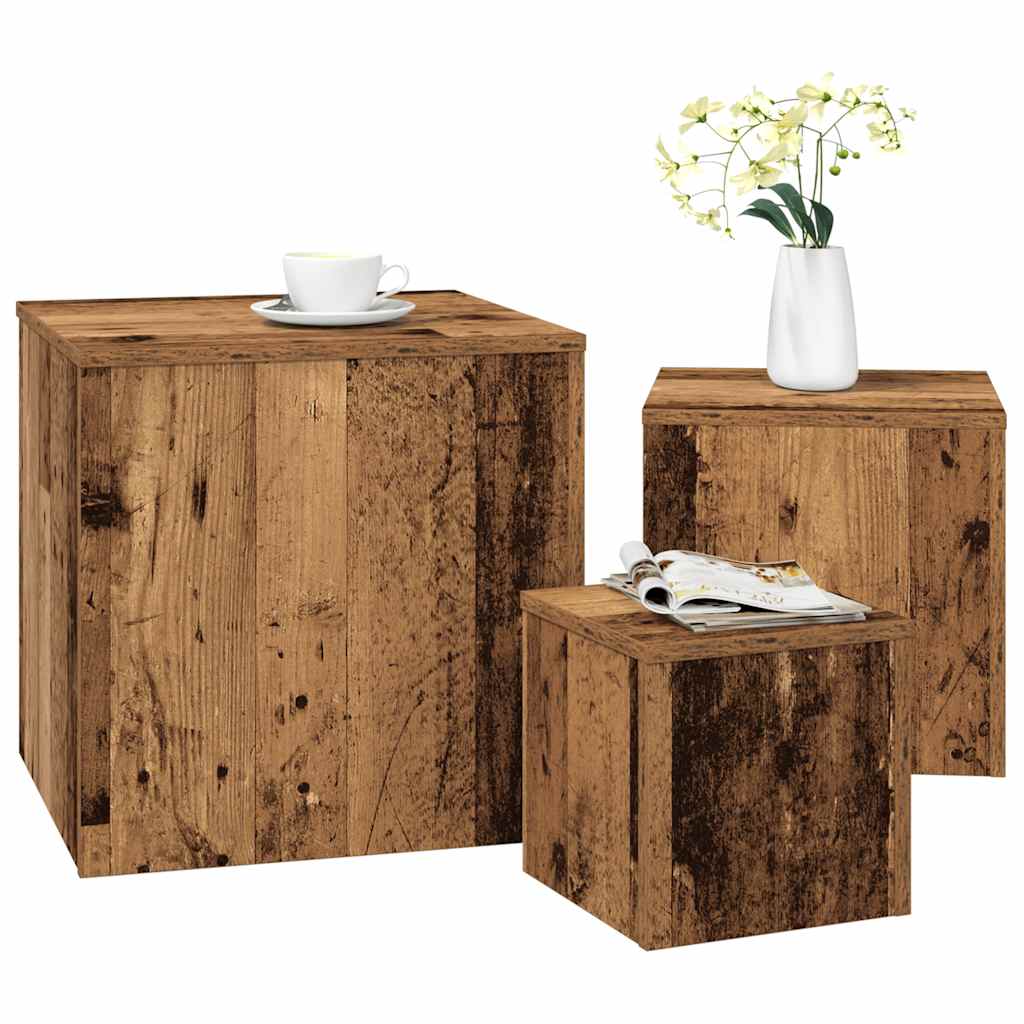 Tables d'appoint 3 pcs chêne artisanal bois d'ingénierie - XIOS