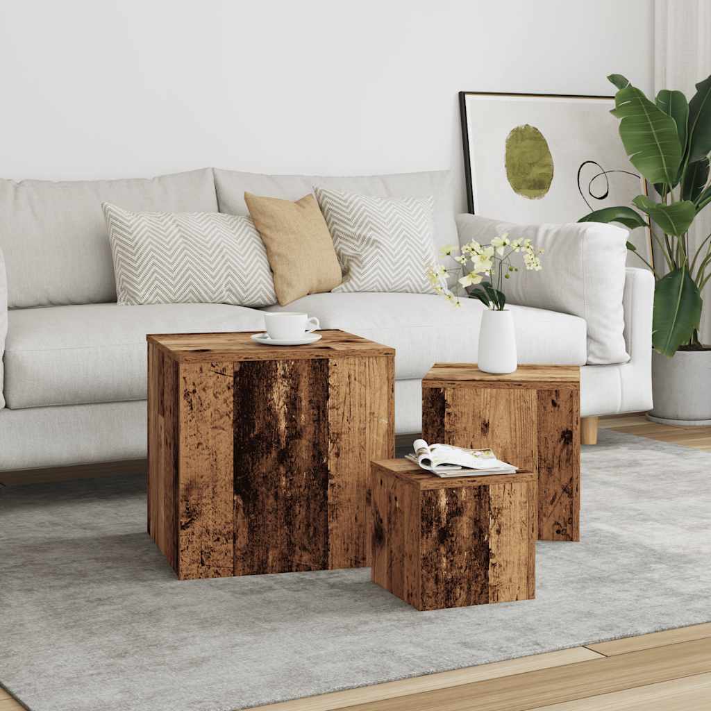 Tables d'appoint 3 pcs chêne artisanal bois d'ingénierie - XIOS