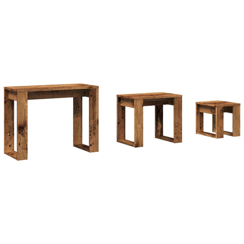 Tables gigognes 3 pcs vieux bois bois d'ingénierie - XIOS