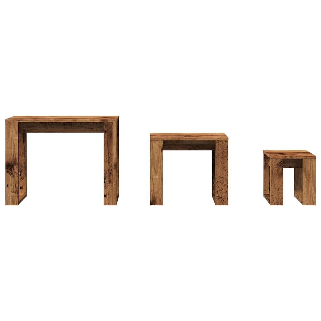 Tables gigognes 3 pcs vieux bois bois d'ingénierie - XIOS