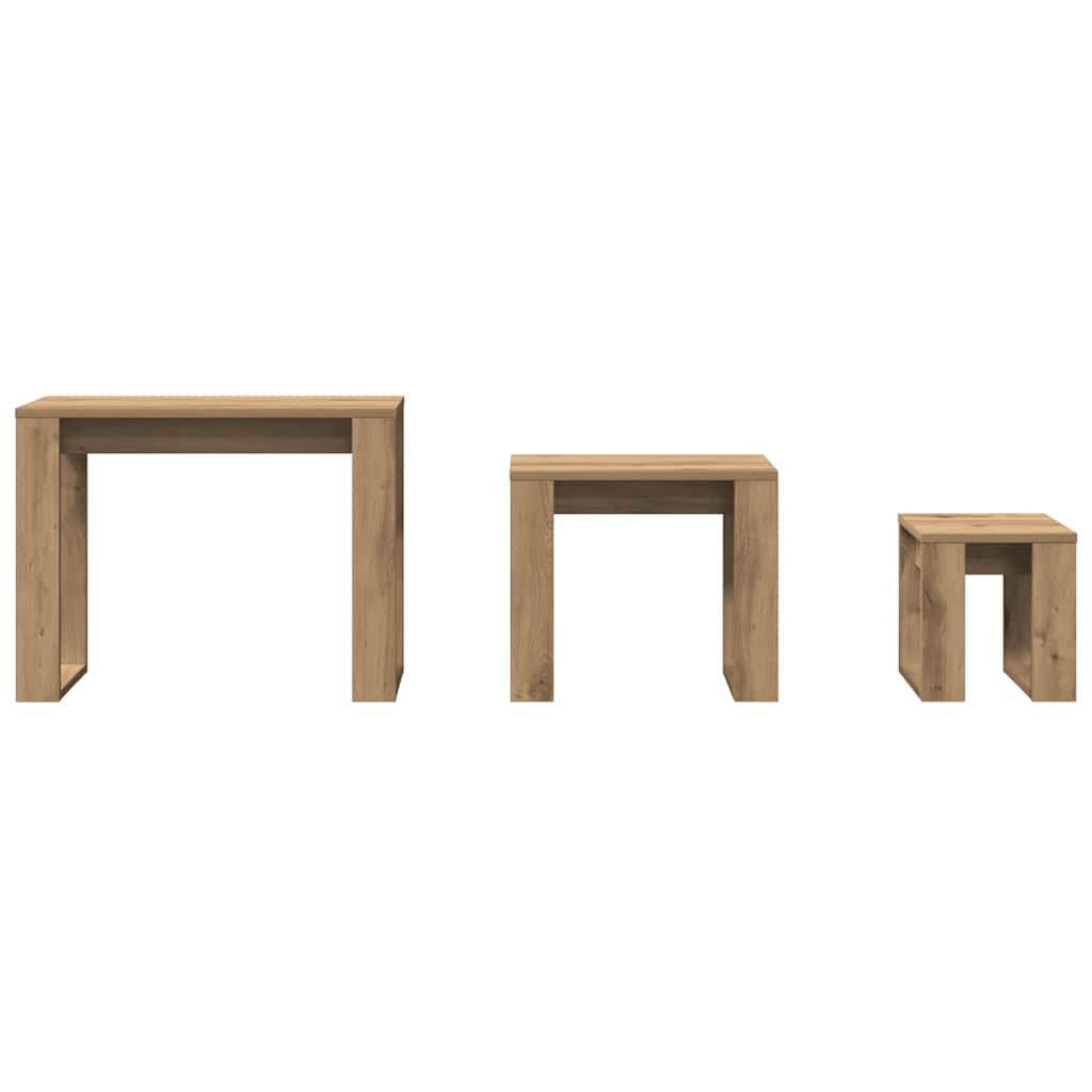 Tables gigognes 3 pcs chêne artisanal bois d'ingénierie - XIOS