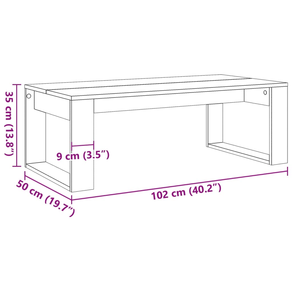 Table basse vieux bois 102x50x35 cm bois d'ingénierie - XIOS