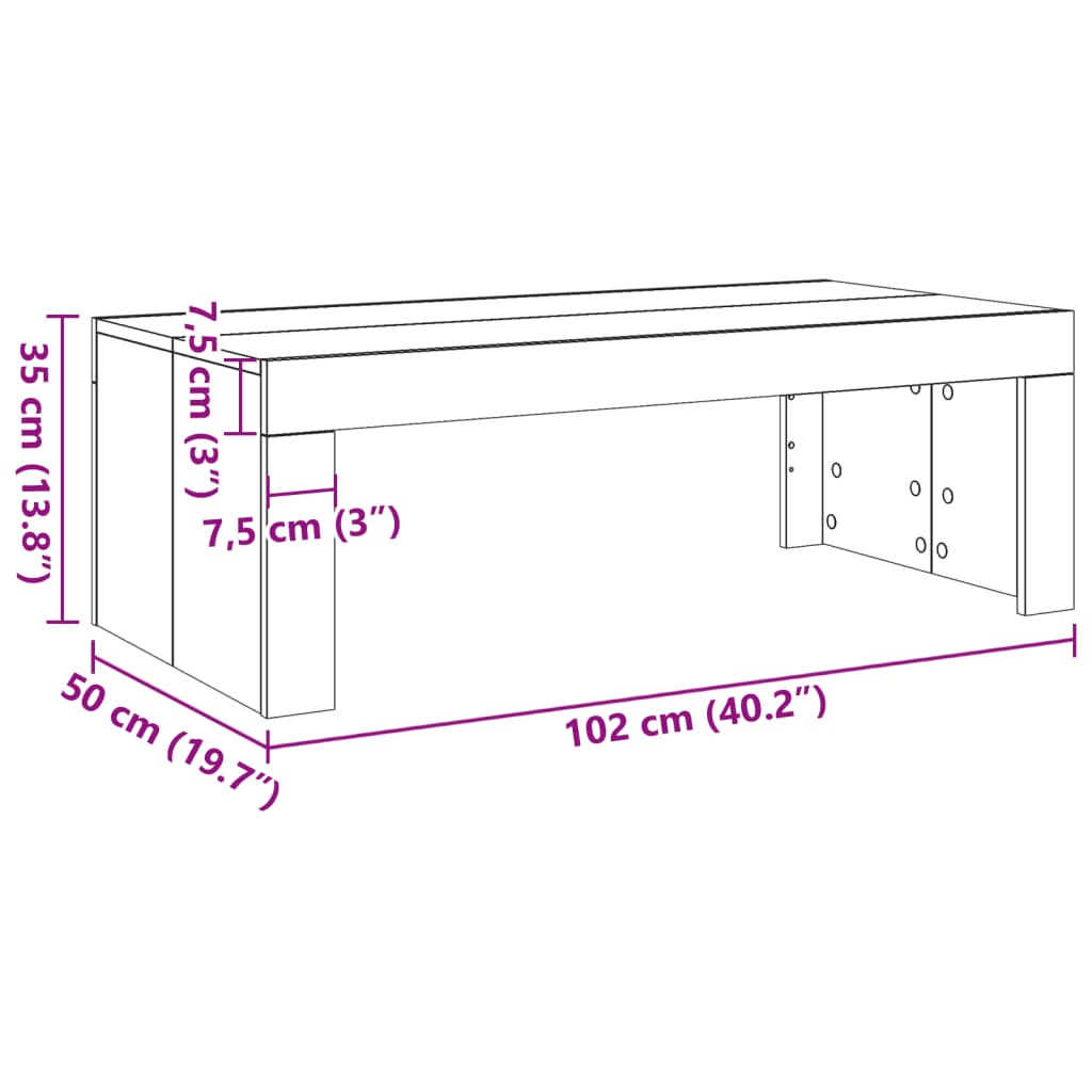 Table basse chêne artisanal 102x50x35 cm bois d'ingénierie - XIOS