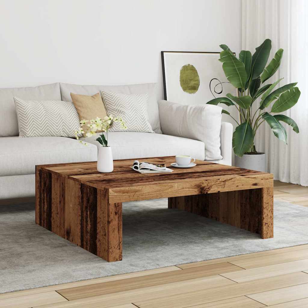 Table basse vieux bois 100x100x35 cm bois d'ingénierie - XIOS