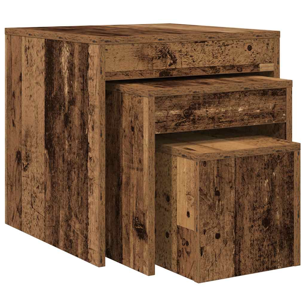 Tables gigognes 3 pcs vieux bois bois d'ingénierie - XIOS